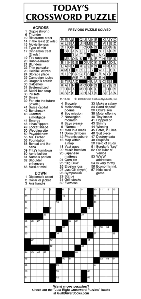 Todays Crossword Puzzle Template Blowout
