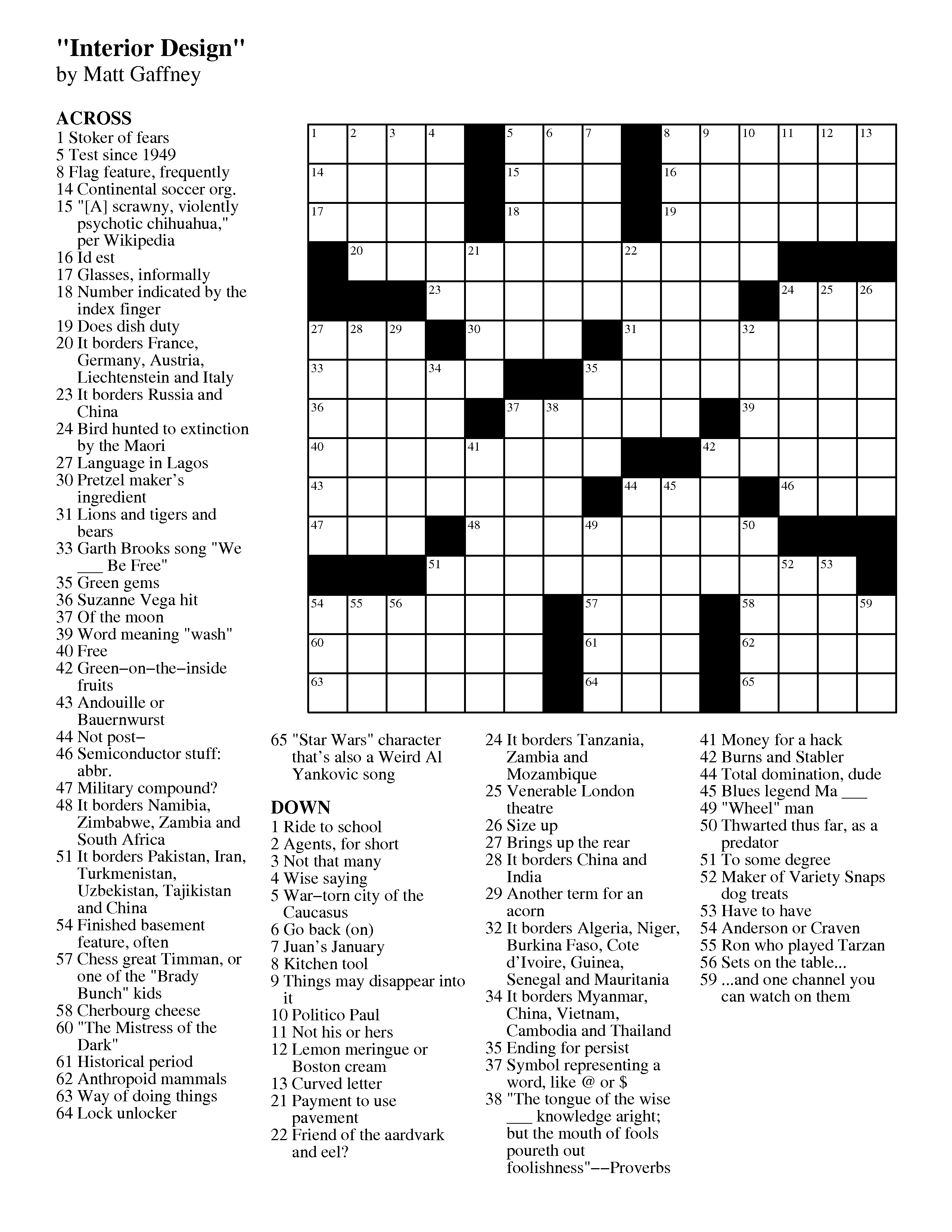 August 2013 Matt Gaffney s Weekly Crossword Contest Page 3