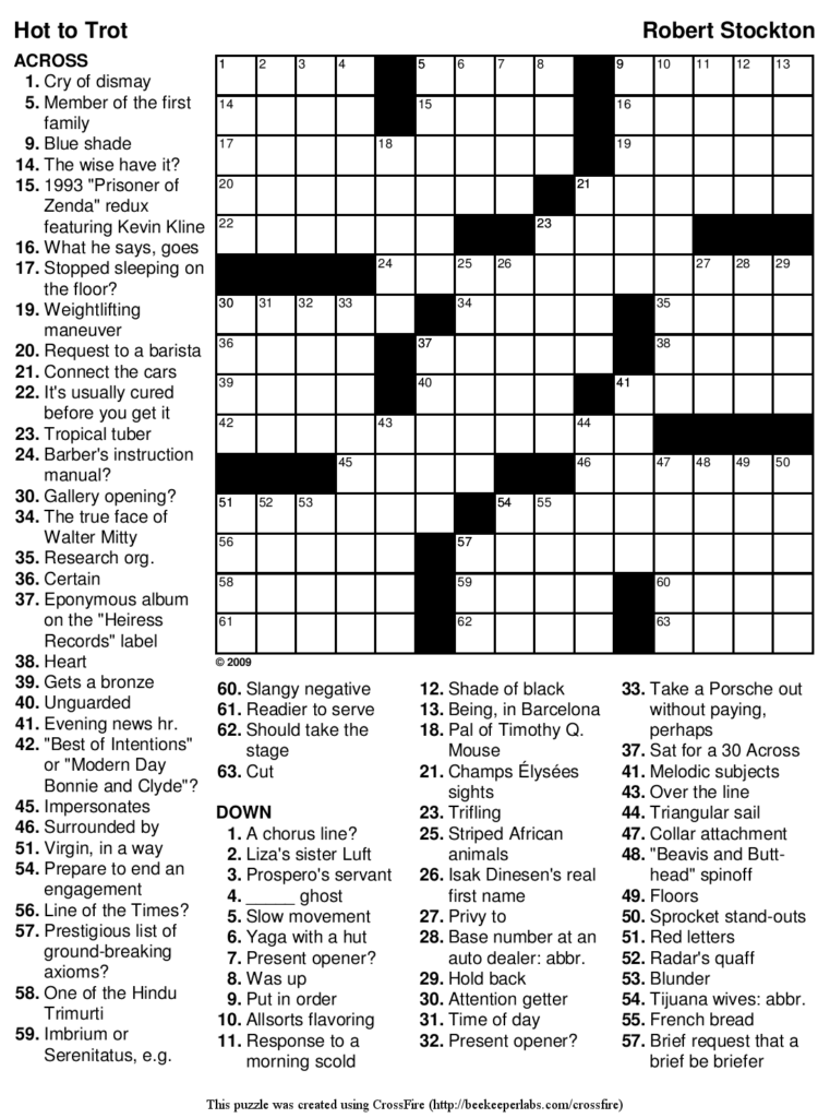 Best Medium Hard Crossword Puzzles Printable Mitchell Blog