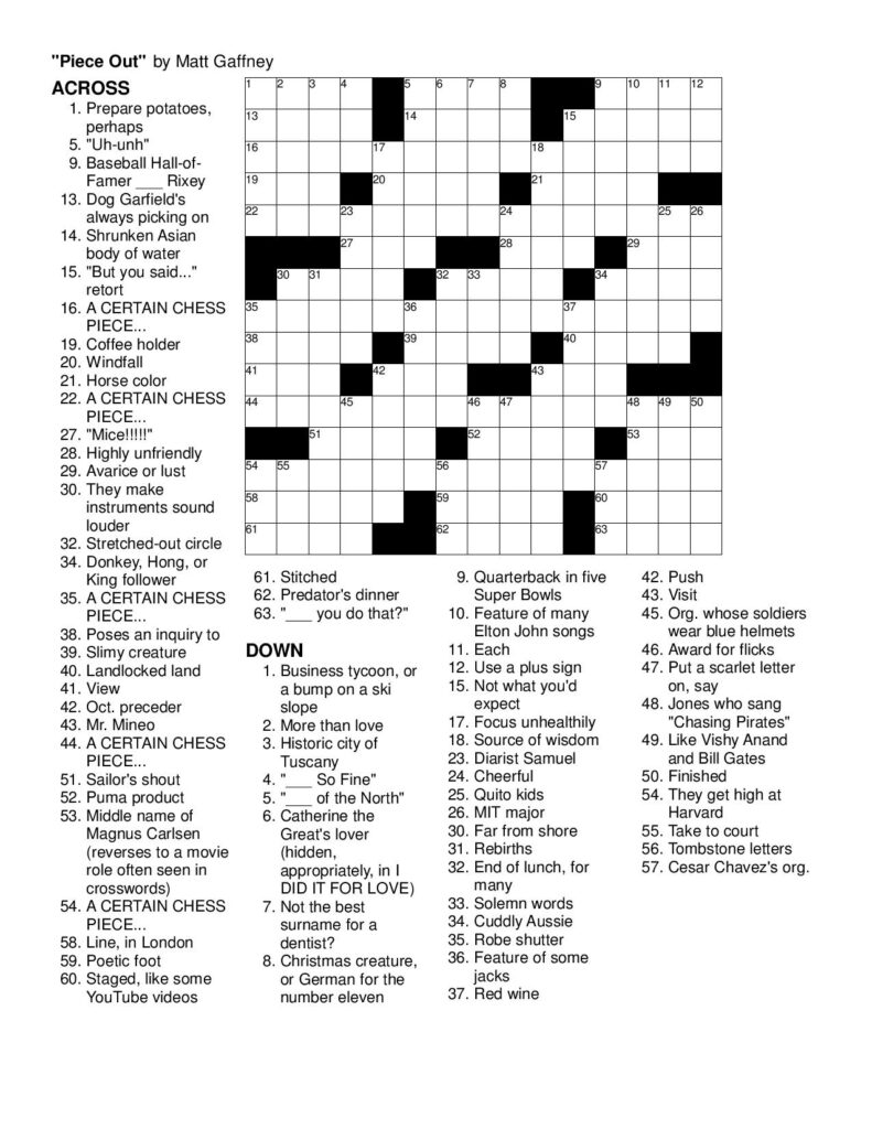 Free Printable Sunday Crossword Puzzles Los Angeles Times Sunday