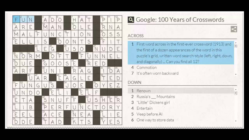 Google Crossword Puzzle Answers YouTube