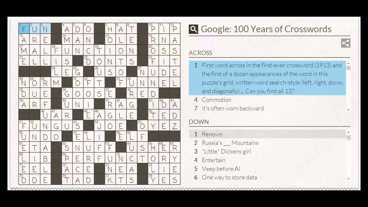 Google Crossword Puzzles Template Blowout