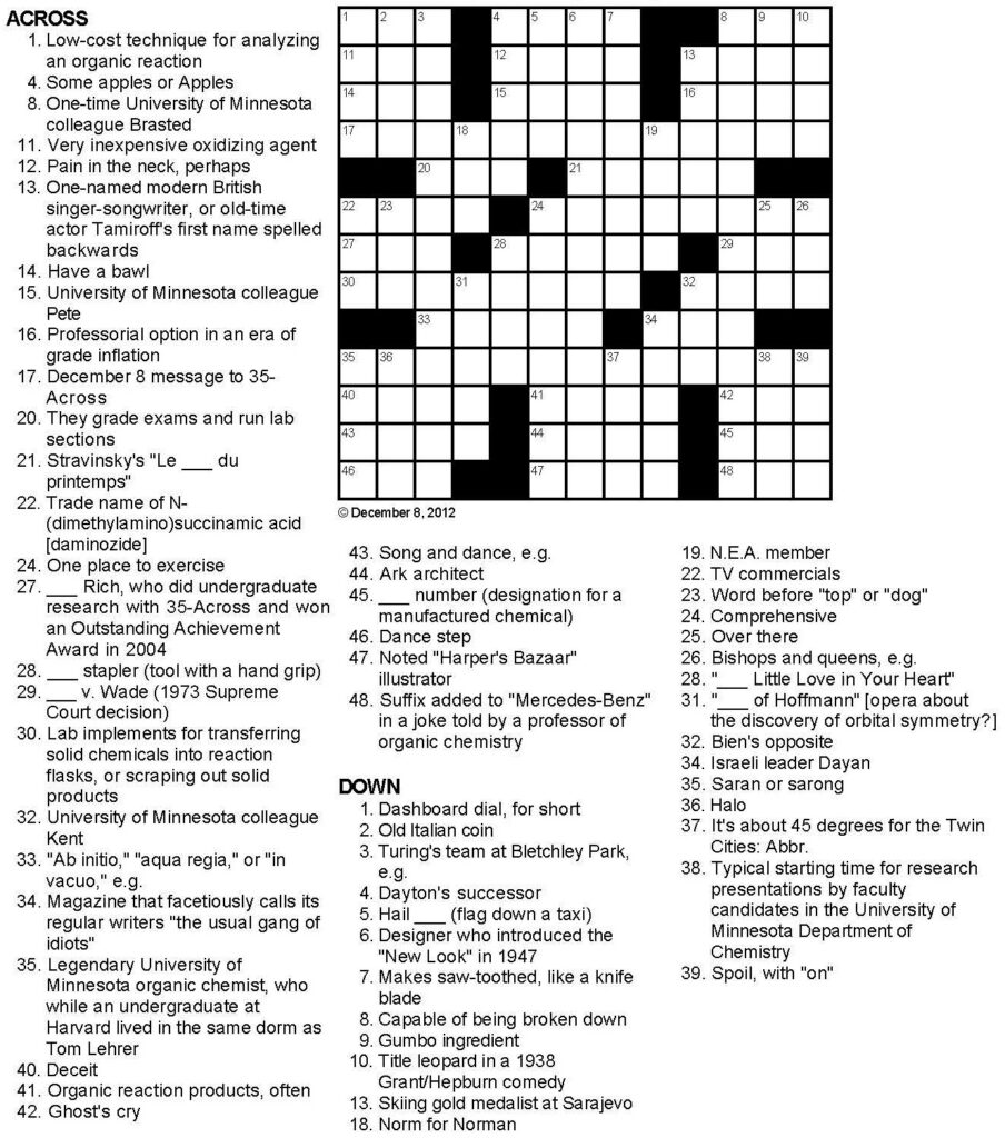 Crossword Puzzle With Answer Key - Template Blowout