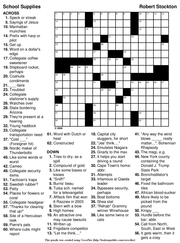 Printable Crossword Puzzles Easy Adults Printable Crossword Puzzles