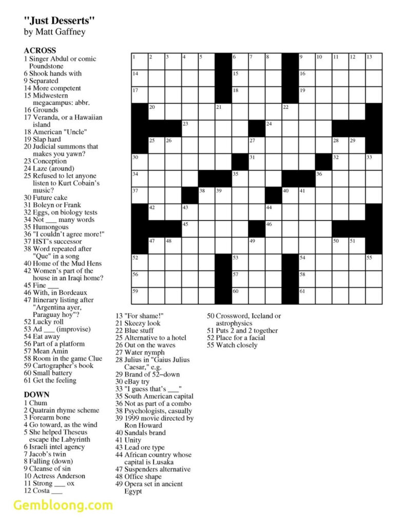 Usa Today Crossword Printable Template Blowout