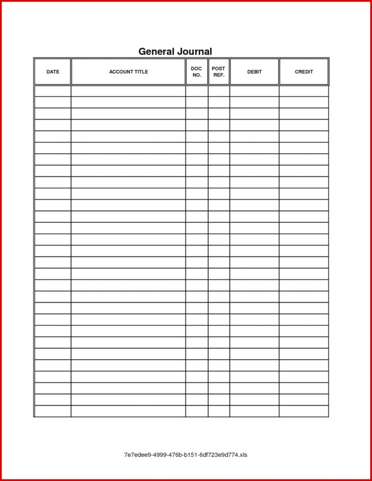042 Accounting Journal Entry Template General Ledger Excel In Blank 