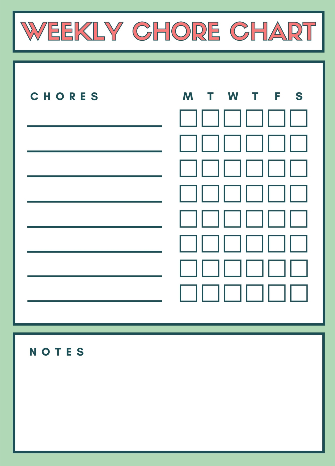 10 Best Printable Weekly Chore Chart Printablee