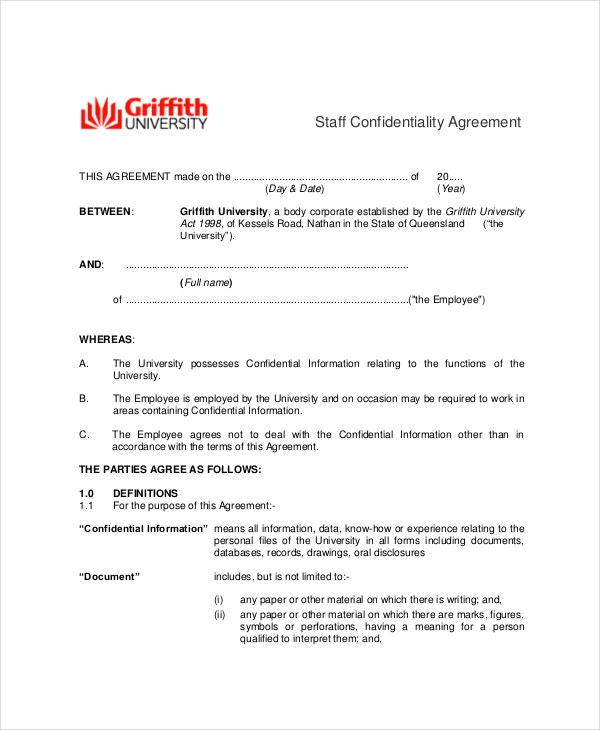 10 Employee Confidentiality Agreement Templates Samples DOC PDF