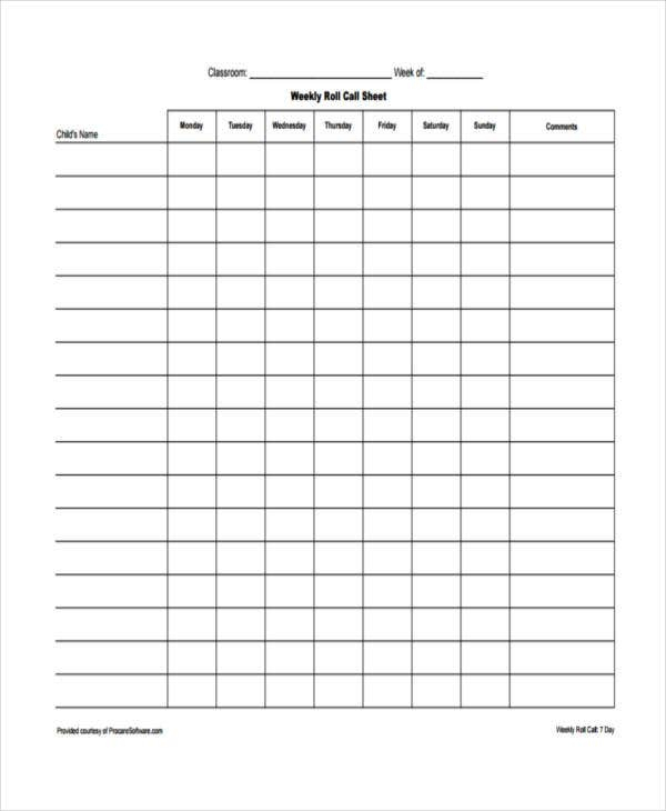 10 Weekly Sheet Templates Free Sample Example Format Download 