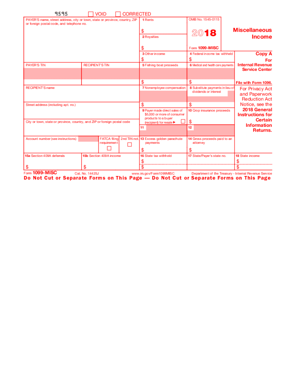 1099 MISC Form Printable And Fillable PDF Template