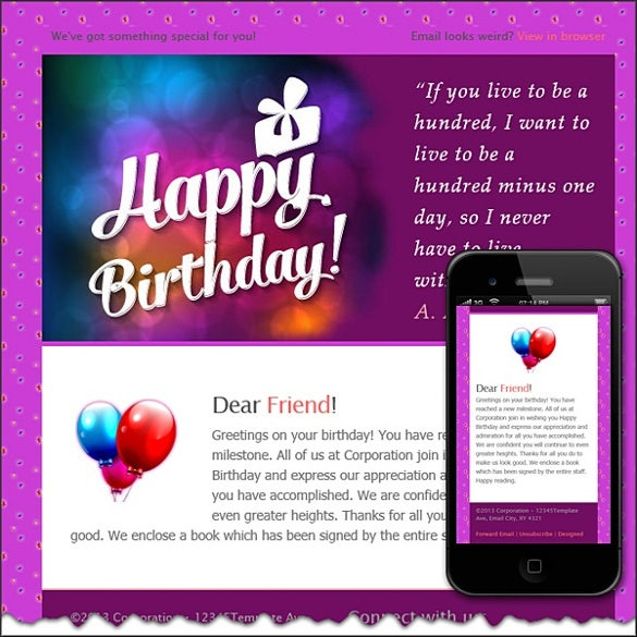 11 Birthday Email Templates Free Sample Example Format Download 