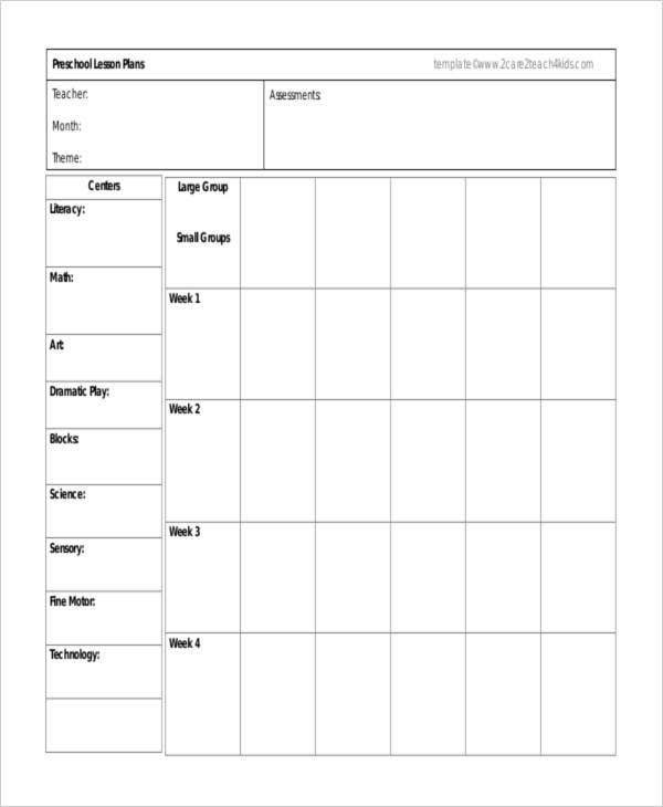 11 Printable Preschool Lesson Plan Templates Free PDF Word Format