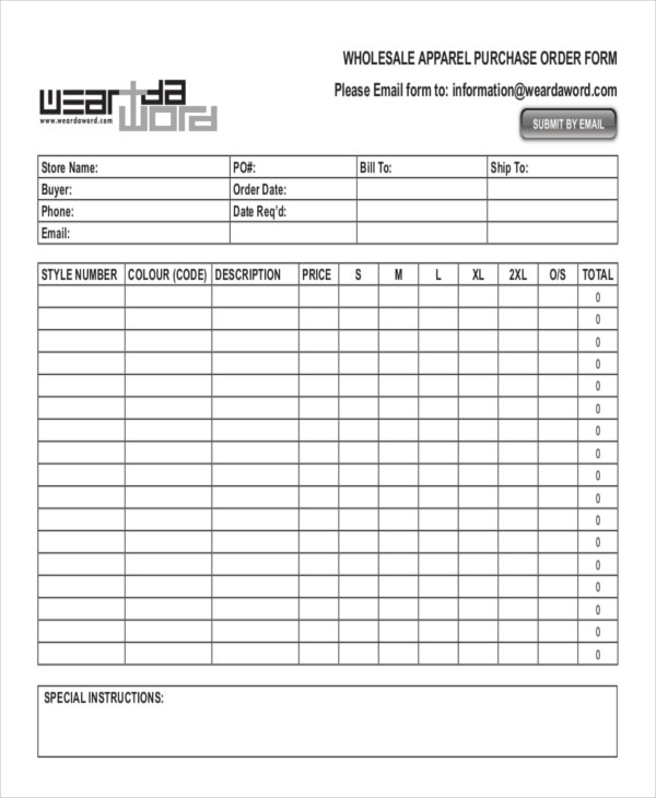 12 Apparel Order Forms Free Sample Example Format Download Free