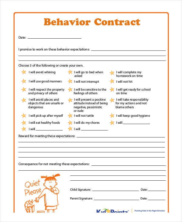 12 Sample Behavior Contract Templates Word Pages Docs Free 