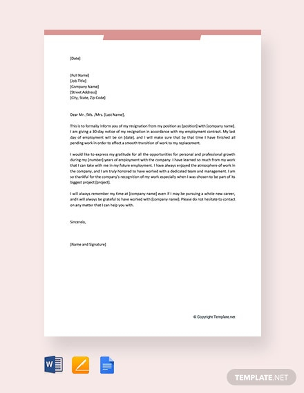141 FREE Resignation Letter Templates In Google Docs Template