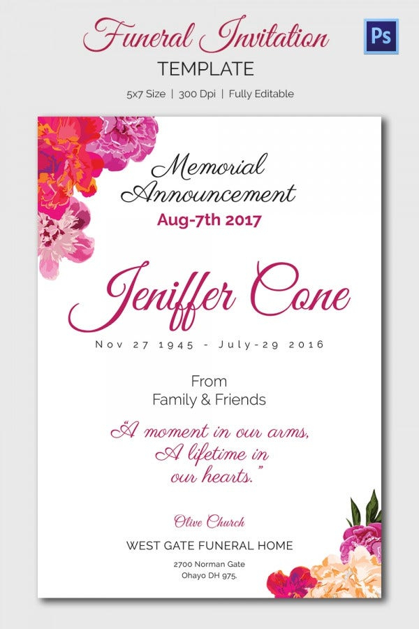 15 Funeral Invitation Templates Free Sample Example Format