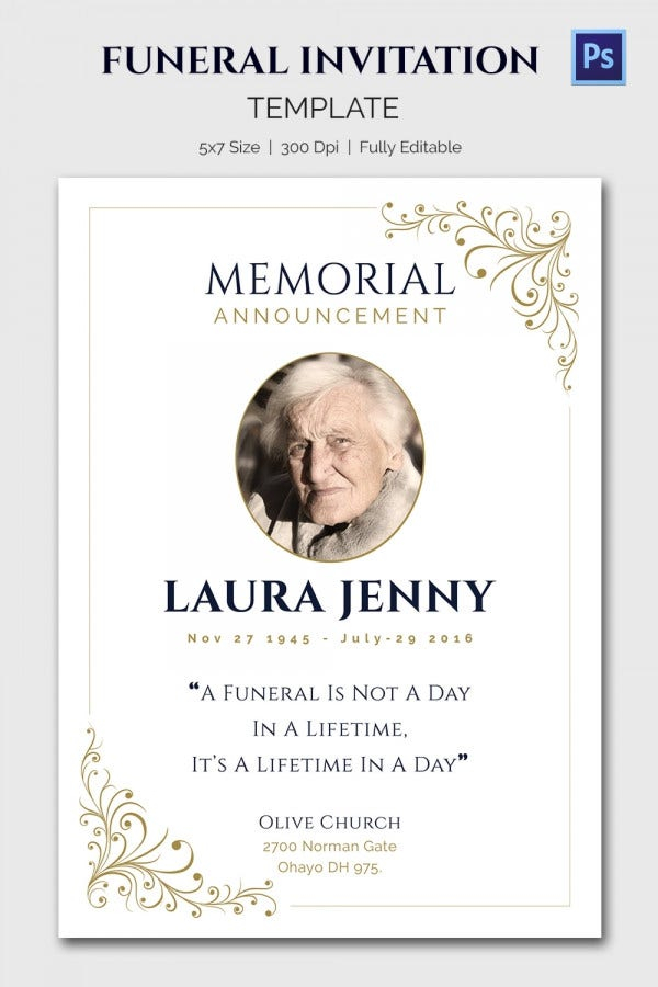 15 Funeral Invitation Templates Free Sample Example Format 