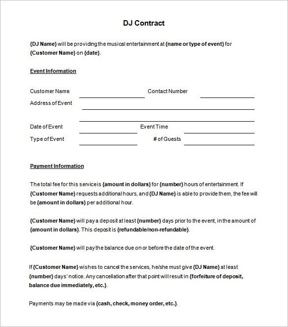 16 DJ Contract Templates PDF Word Google Docs Apple Pages Free