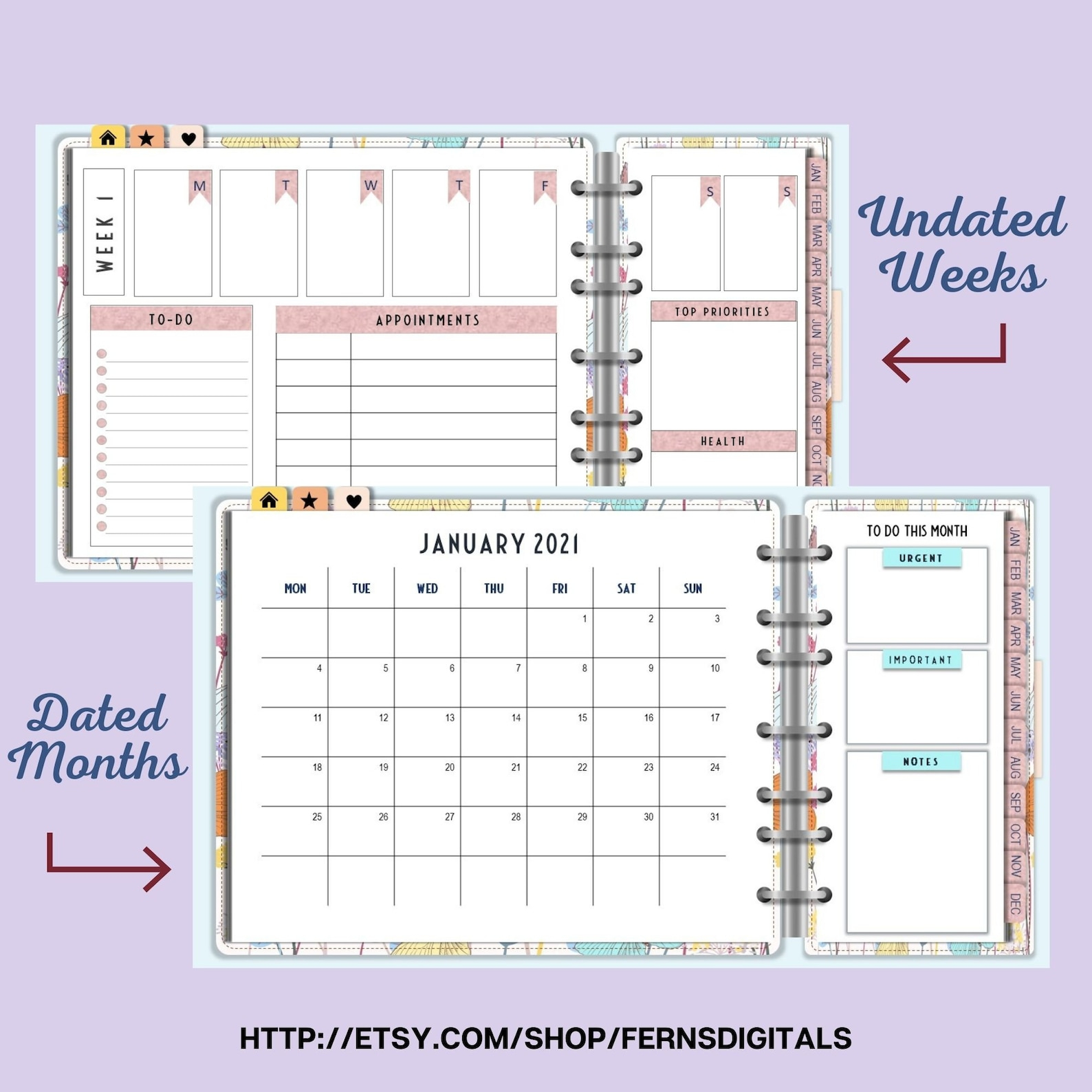 2021 2022 ONENOTE Digital Planner Dated And Hyperlinked Etsy