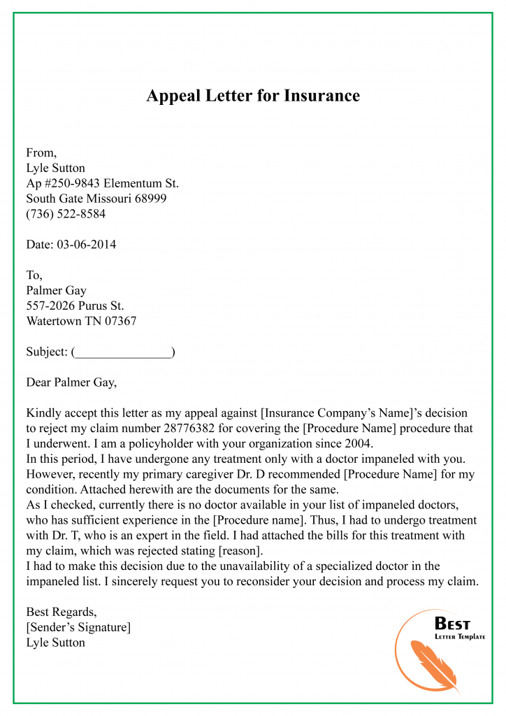 23 Free Appeal Letter Template Format Sample Example
