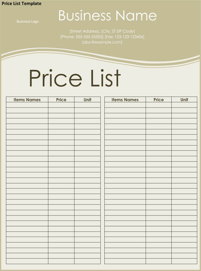 25 Free Price List Templates Price Sheets Word Excel