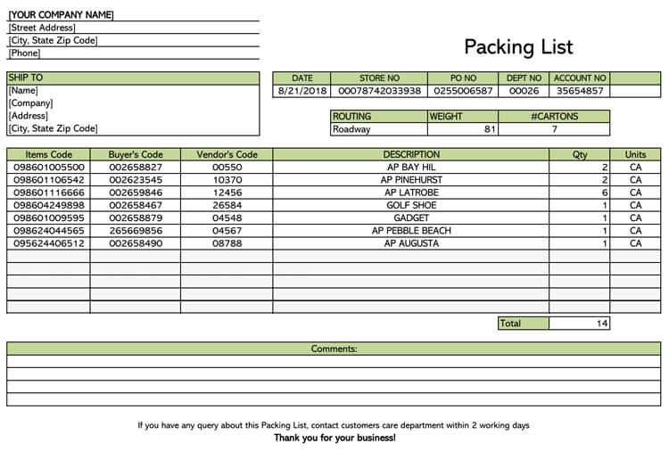 25 Free Shipping Packing Slip Templates for Word Excel