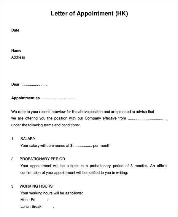 36 Appointment Letters Free Word PDF Documents Download Free