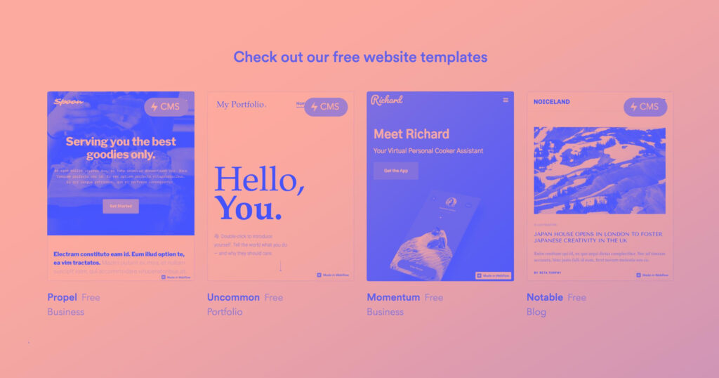 4 Fresh and Free Webflow Templates For October 2018 Webflow Blog
