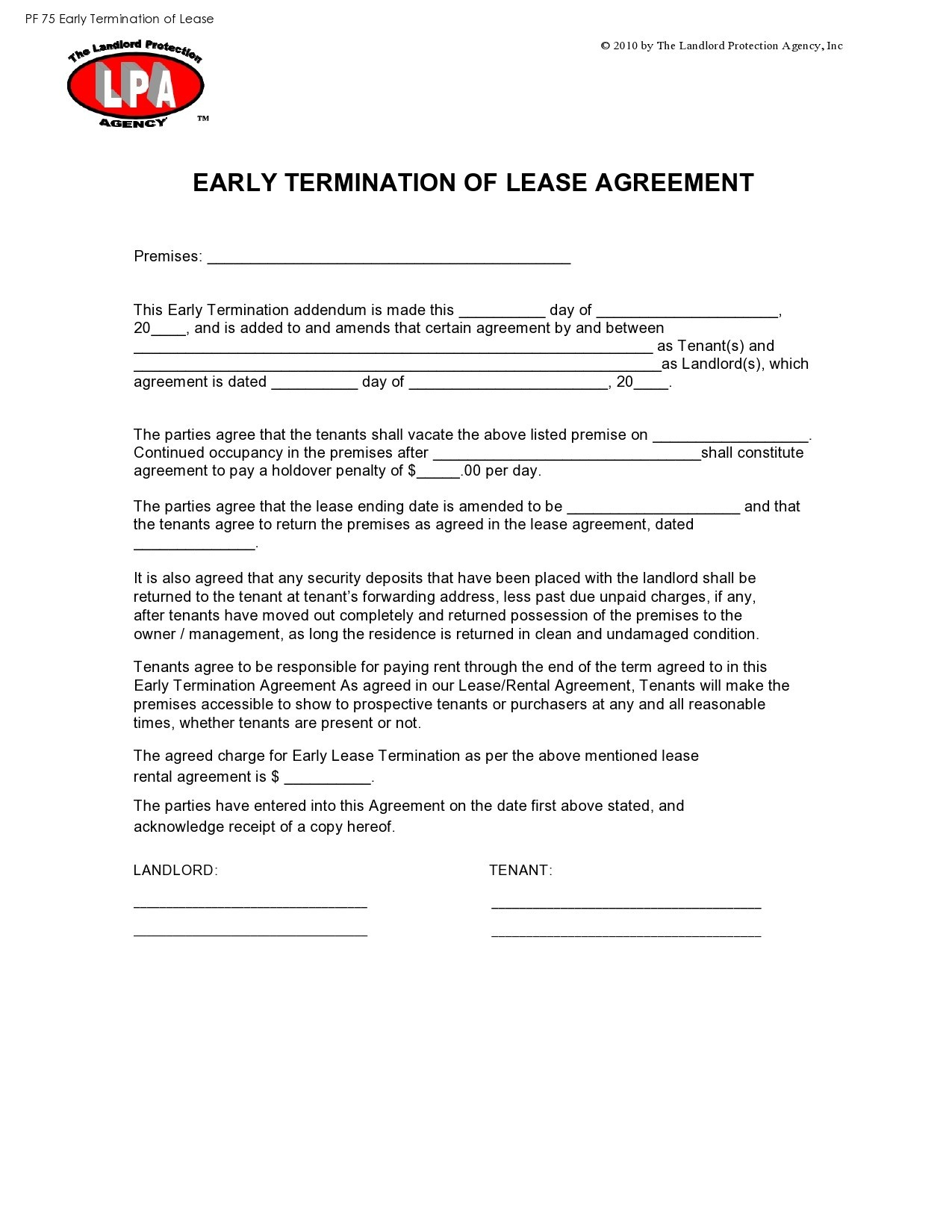 47 Early Lease Termination Letters Agreements TemplateLab