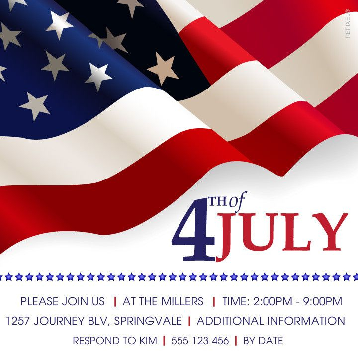 4th Of July Printable Invitation Template U S Flag Printable