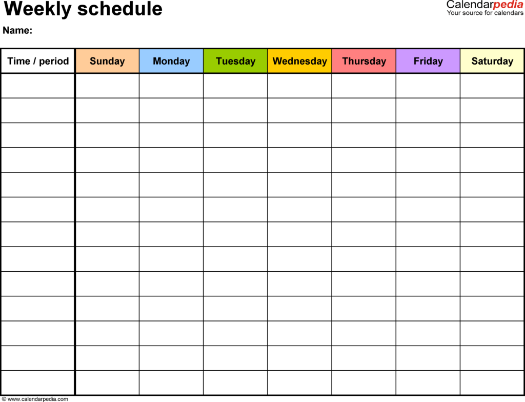 5 Weekly Planner Templates Excel PDF Formats
