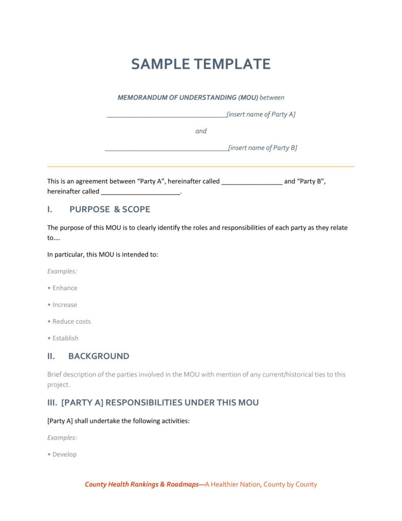 50 Free Memorandum Of Understanding Templates Word TemplateLab