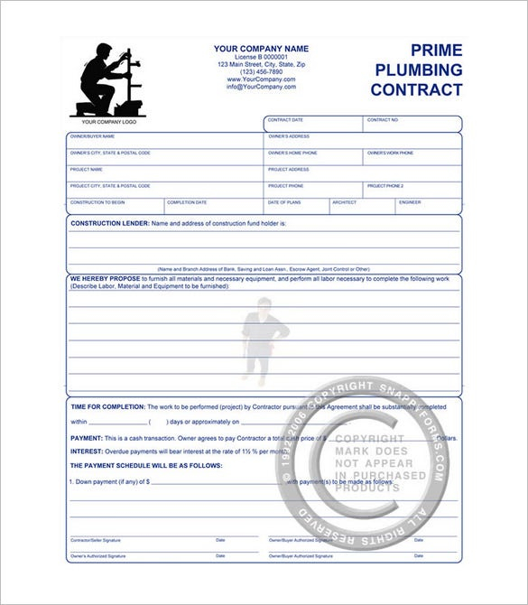 6 Plumbing Contract Templates Free Word PDF Format Download Free 
