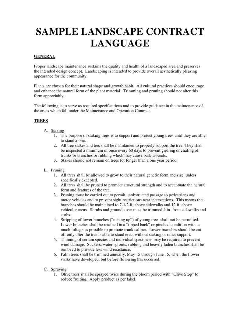 7 Landscaping Services Contract Templates Word PDF Apple Pages