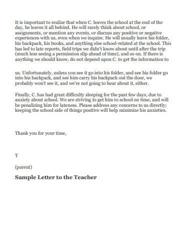 7 Letter Templates To Teacher From Parent In PDF DOC Google Docs