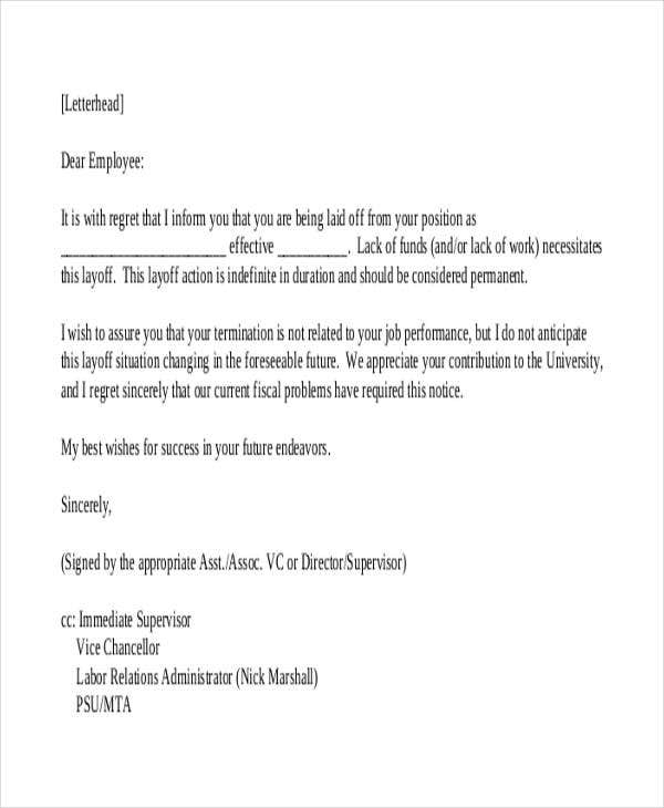 8 Layoff Notice Templates Free Sample Example Format Download Free