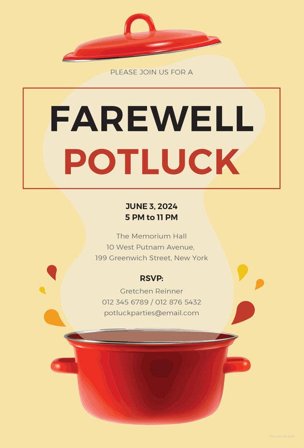 9 Potluck Party Invitation Designs Templates PSD AI Free