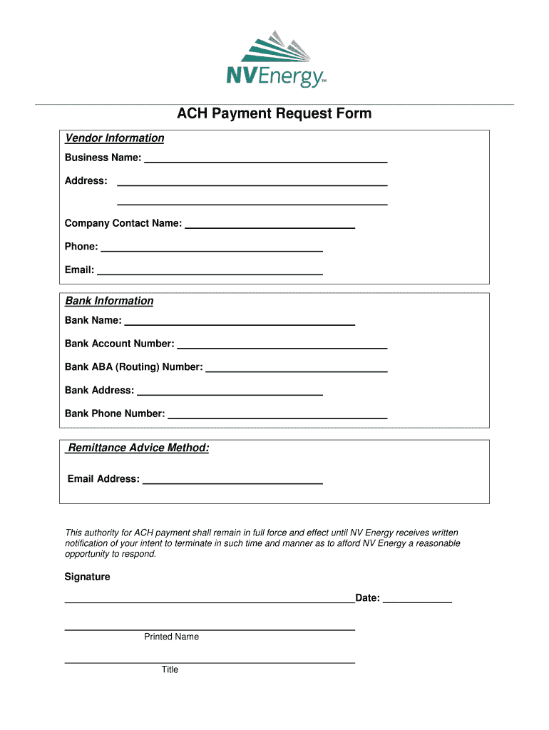 Ach Payment Request Form Template Fill Online Printable Fillable 