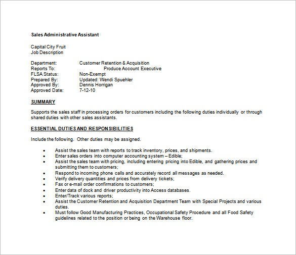 Administrative Assistant Job Description Template 10 Free Word PDF 