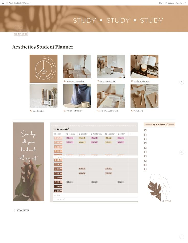 Aesthetics Student Planner ALL IN ONE Student School Planner Free