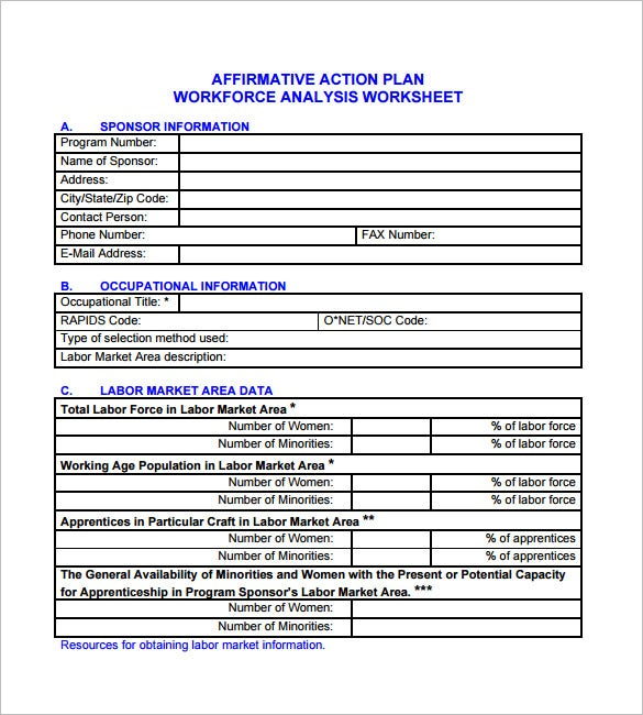 Affirmative Action Plan Template 5 Free Word Excel PDF Format 