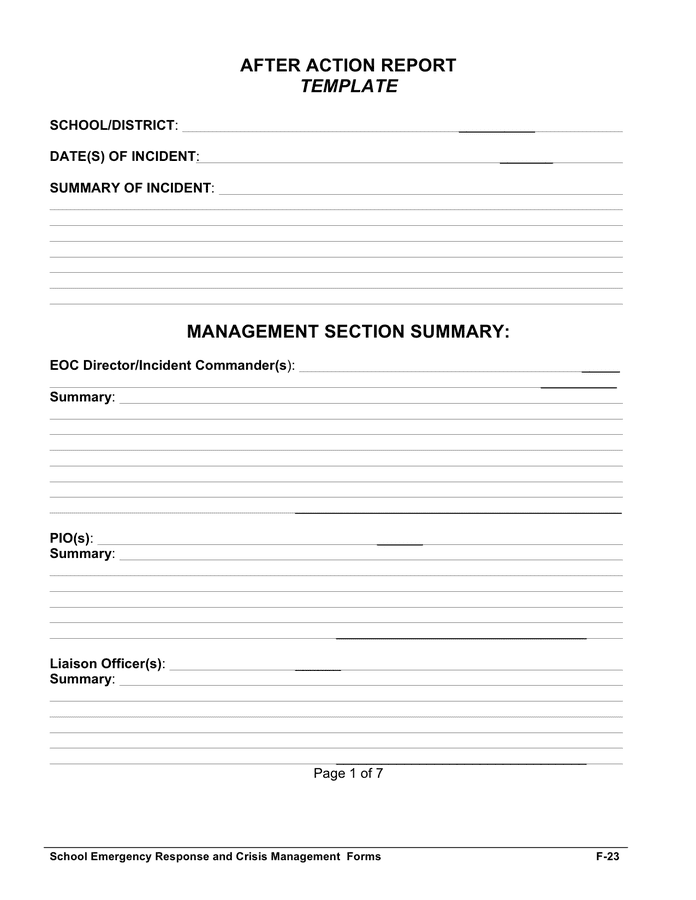 After Action Report Template In Word And Pdf Formats