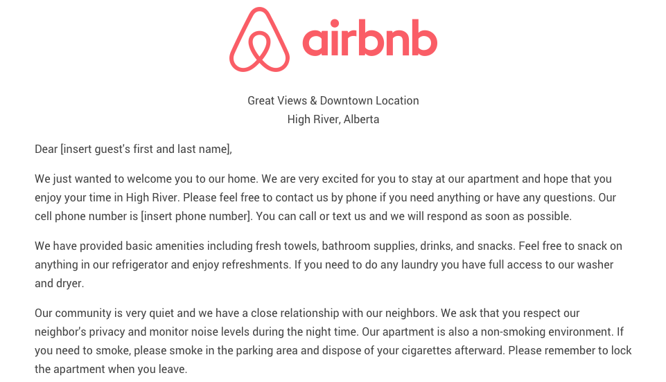 Airbnb Welcome Letter Template With Download Guide To Using Airbnb