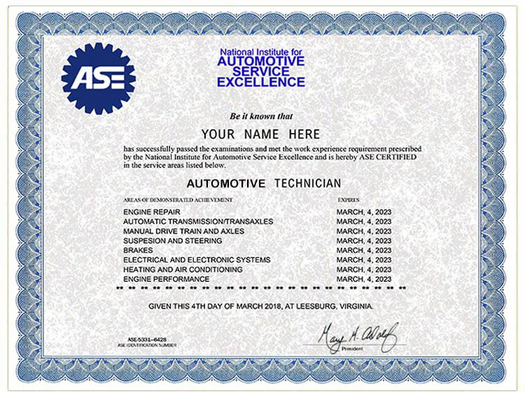 All Ase Certifications TUTORE ORG Master Of Documents