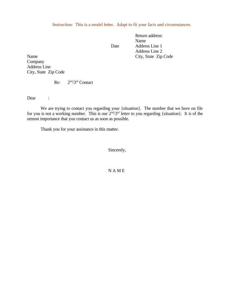 Attempt To Reach Letter Doc Template PdfFiller