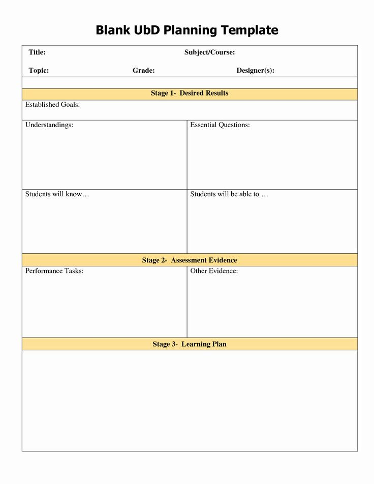 Backwards Lesson Planning Template New Blank Ubd Template Lesson Plan
