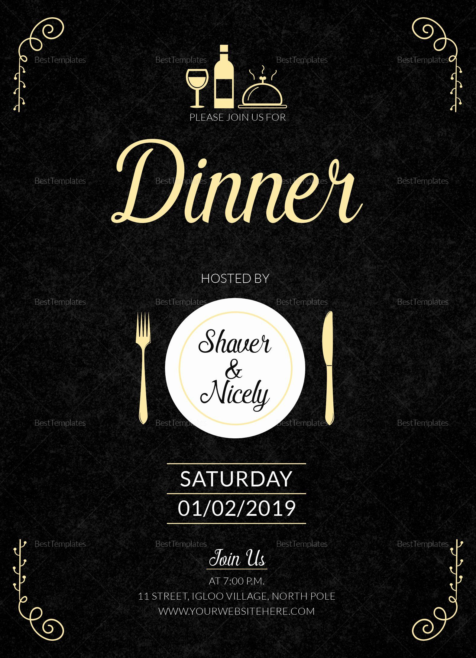 Beautiful Dinner Invitation Template Word In 2020 Dinner Invitation 