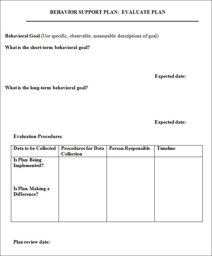 Behavior Support Plan Template 4 Free Word PDF Documents Download