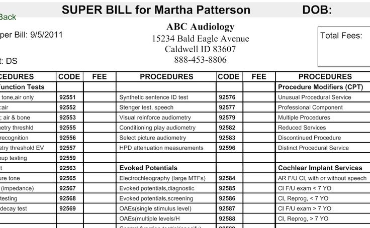 Blank Medical Superbill Template In 2020 Medical Free Printables