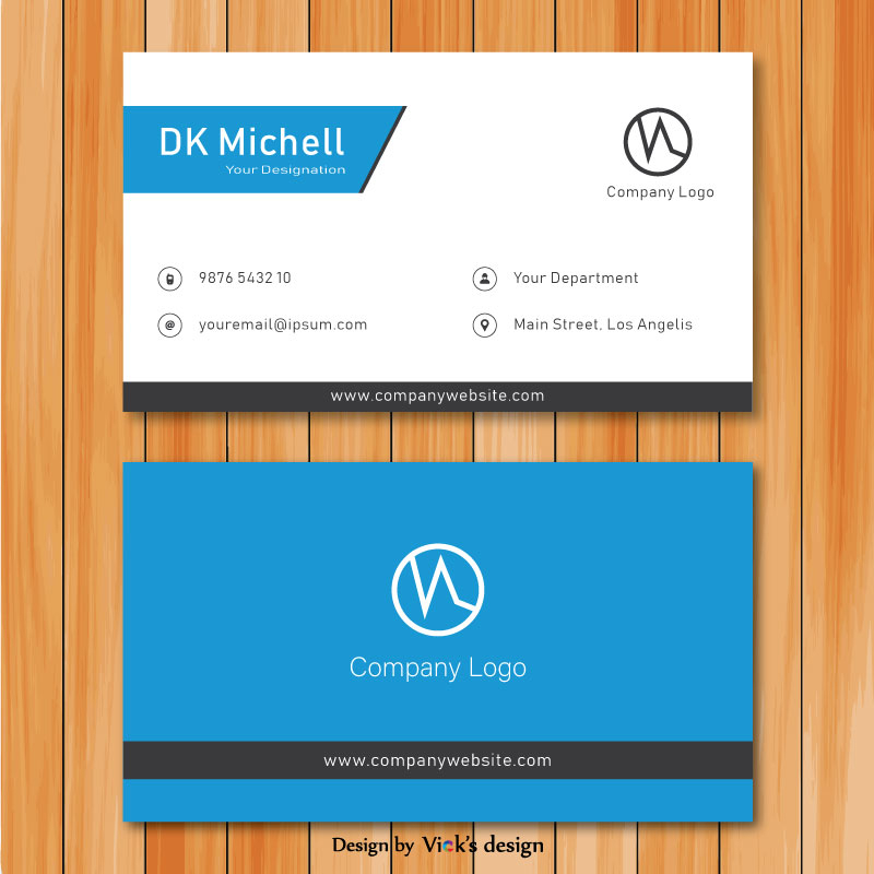 Blue Theme Front Back Design Corporate Business Card Template Vector